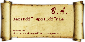 Baczkó Apollónia névjegykártya